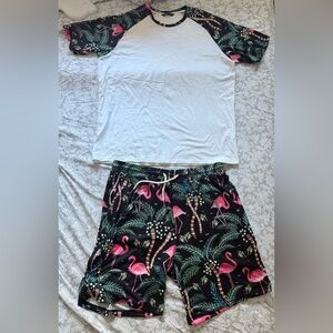 SHEIN Tropical Print Shorts and Tee Set